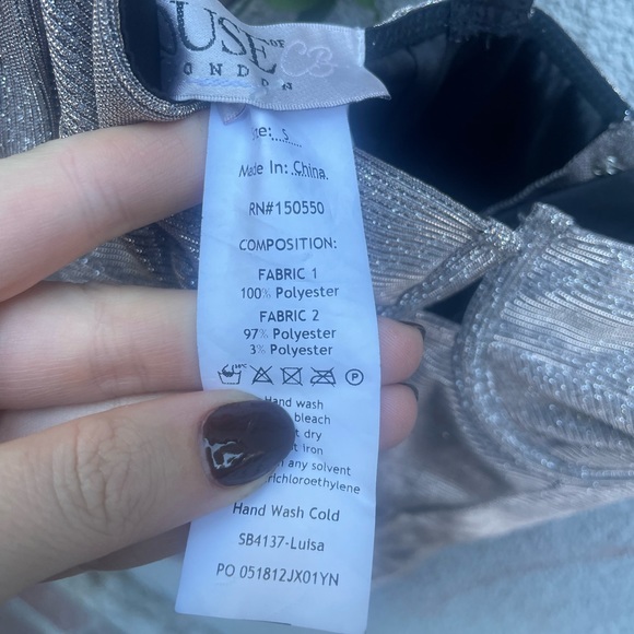 House of CB Luisa Sparkle Bodycon Bustier Silver Sexy Cocktail Glitter dress - Picture 4 of 12